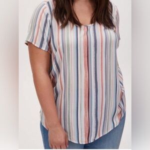 Torrid Abbey Vertical Stripe Gauze Top, Size 3
